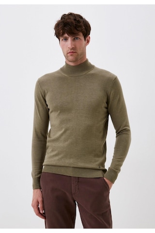 Erkek Yarım Balıkçı Boğazlı Triko Olive Slim Fit Pamuklu Sık Örme Kazak Ncs Jeans 3005-olive Yeşil