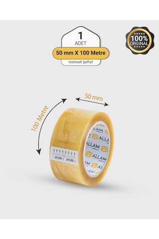 6 Adet Hotmelt Şeffaf Koli Bandı 50mm X 100mt Güçlü Yapışkan