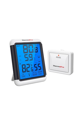 ThermoPro TP65 Dokunmatik Işıklı Geniş Ekran İç ve Dış Mekan (Sensörlü) Dijital Sıcaklık ve Nem Ölçer