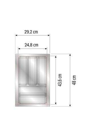 Mutfak Çekmece Içi Kaşıklık 29cm X 48cm Yanlar Ve Boydan 4cm Kesilebilir Antrasit Gri Antrasit