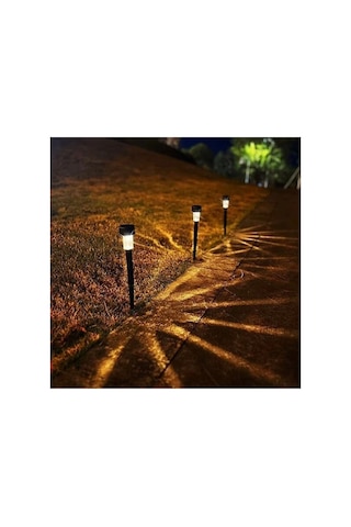 10 Lu Set Güneş Enerjili Led Bahçe Aydınlatması, Gün Işığı Renk, Siyah Gövde, Toprak Çakmalı