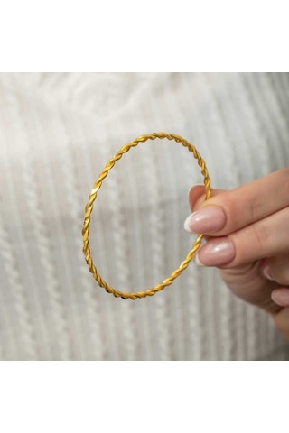 Stillove Gümüş Gold İkili Burgu Kadın Bilezik T8825 Gold