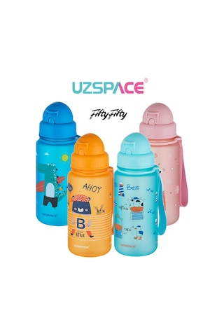Uzspace Figürlü 400 ml Pipetli Tritan Çocuk Su Matarası