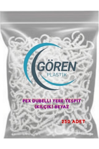 Pex Dubelli Yere Tespit Kılçık Beyaz 250 Li Paket