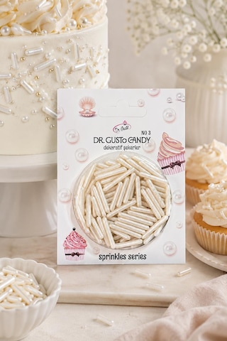 Dr. Gusto İnci Beyazı Spagetti Çubuk Pasta Süsleme Şekeri