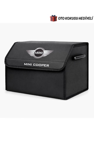 Mını Cooper Marka Logolu Oto Bagaj Organizer Çanta Oto Bagaj Çantası 2 Bölmeli Suni Deri Boyutlar : 48 Cm X 31 Cm X 29 Cm