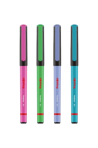 Rotring Fineliner, İnce Keçe Uçlu Kalem 0.4 Mm, 4'lü Paket, Canlı Renkler