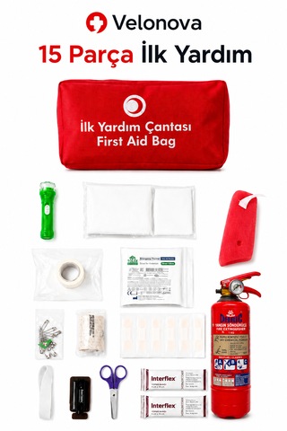 15 Parça İlk Yardım Çantası Araç, Ev Ve İş Yeri İçin Acil Yardım Seti