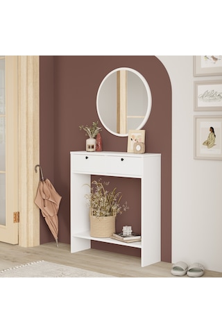 Robin Home Queen Aynalı 2 Kapaklı Dresuar Beyaz