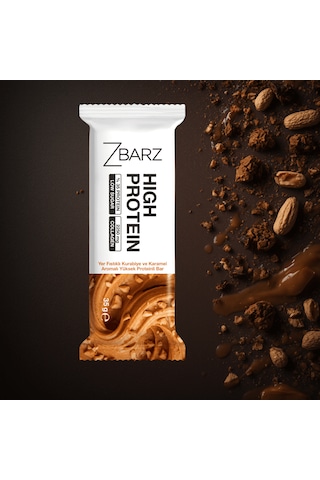 Zbarz Yer Fıstıklı Kurabiye Karamelli Yüksek Proteinli Bar 35 Gr 12 Li
