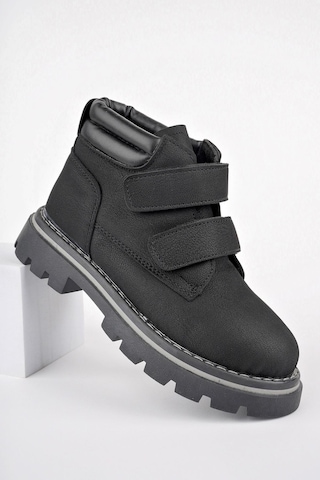 Muggo Gadget Garantili Çocuk Unisex Rahat Kalıp Soğuğa Dayanıklı Cırtlı Bot 001 Siyah