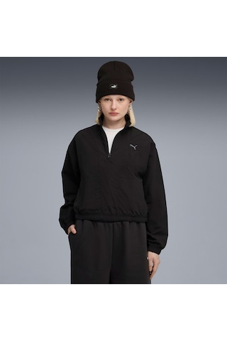 Puma Her Woven Kadın Siyah Klasik Yaka Sweatshirt Siyah