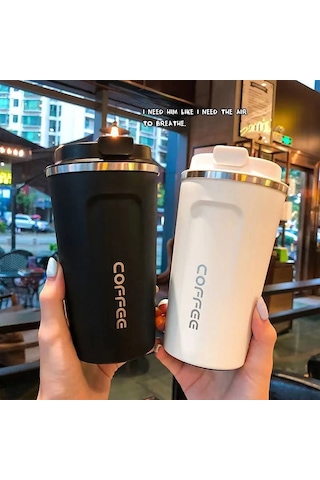 350 Ml/500 Ml Paslanmaz Çelik Kahve Fincanı Seyahat Termal Kupa Diğer Siyah