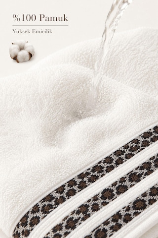 4'lü El Yüz Havlusu Seti %100 Pamuk 50x90 Cm Leopar Elegance Beyaz