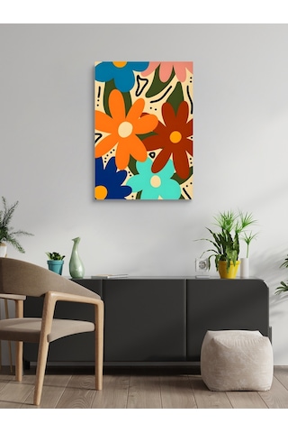 Renkli Çiçekler Canvas Tablo Ev Ofis Mutfak Dekorasyonu Kanvas Duvar Tablo