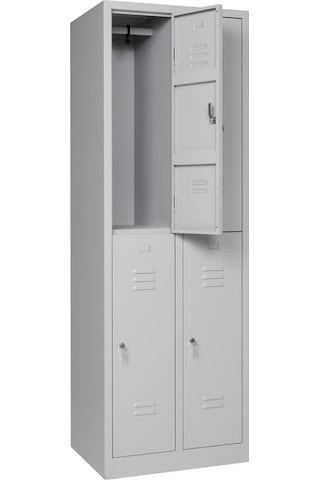 Metal Elbise Dolabı, Kilitli Dolap, Soyunma Dolabı, Elbise Dolabı, 4 Kapılı Gri