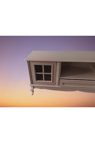 Tv Sehpası Windovs Nakış Model Kayın Torna Avangart Aslan Ayak Ham Renk 150 Cm El Yapım