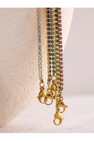 Mavi Eetit Şık Ince Paslanmaz Çelik Zincir Renkli Kübik Zirkonya Bilezik Bileklik 18 K Altın Kaplama Nefis Trendy Takı Kadınlar Yeni Mavi