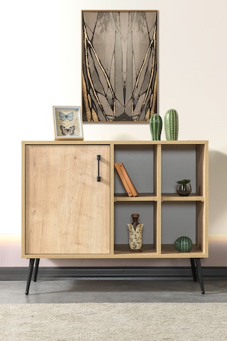 4108 Şile Metal Ayaklı Metal Kulplu 100 Cm Konsol - Tv Ünitesi - Yemek Odası - Kahve Köşesi Safir Safir