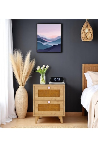 Floradesign Bali Bohem Jüt 2 Çekmeceli Komodin Meşe