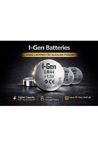 I-gen Lr44 1.5v Alkalin Düğme Pil Ag13, A76, L1154 20'li Paket