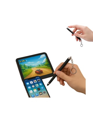 Touchpen Kalem Anahtarlık Dokunmatik Uç Küçük Kalem Telefon Tablet Vb. Dokunmatik Ekran Kalemi Siyah