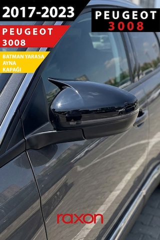 Peugeot 3008 2017 2023 Batman & Yarasa Ayna Kapağı Parlak Piano Black Sport