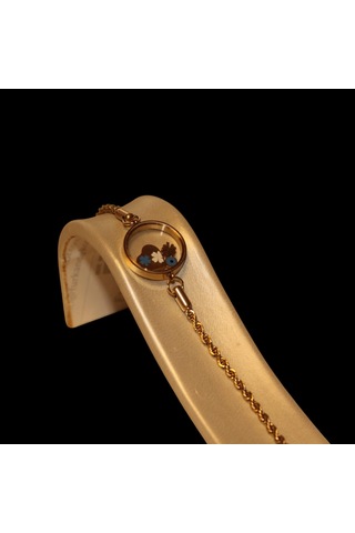 Çiçek Ve Kalpli Yonca Detaylı Çelik Bileklik 17 Cm Zincirli Kararmaz Gold Çiçek Bileklik Gold