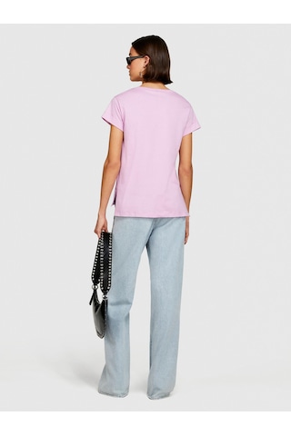 Sisley Pamuk Geniş Bisiklet Yaka Dar Kesim Düz T-shirt Kadın Sarı T-shirt - 324p3ı1xl1058