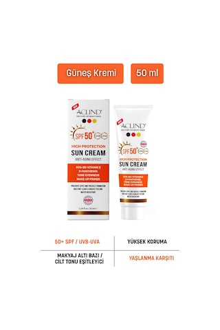 Aclind Leke Karşıtı Spf 50+ Güneş Kremi - Cilt Tonu Eşitleyici Ve Nemlendirici Etkili 50 Ml