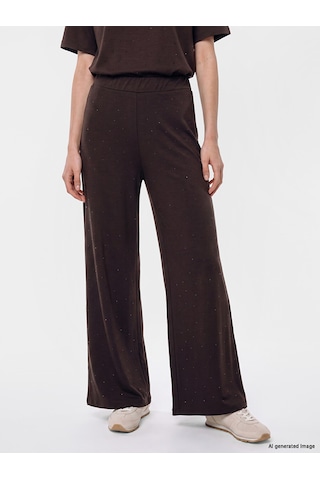 Lcw Comfort Kahverengi Taşlı Geniş Paça Kadın Eşofman Altı