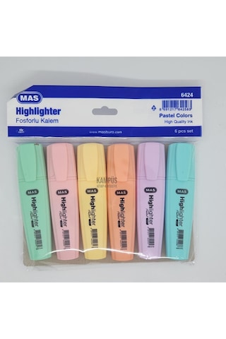 Pastel Highlighter Fosforlu Kalem 6'lı Çok Renkli