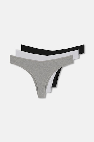 Suwen 3lü Pamuklu V Kesim Rib String Külot St0050602863 Siyah / Gri / Beyaz