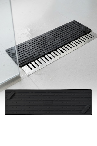 Siyah Uzun Silikon Kötü Koku Önleyici Mat Gider Kapağı Tıpası – Banyo, Mutfak ve Balkon Lavabo Gider 37x11 cm