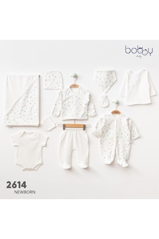 Bobby Baby Desenli 10 Parça Hastane Çıkışı Yenidoğan Zıbın Seti Çiçek Desen