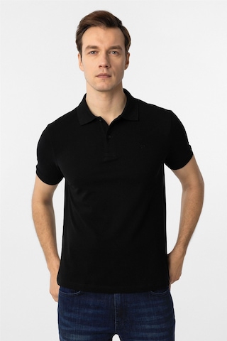 Süvari Siyah Slim Fit Düz Polo Yaka Tişört