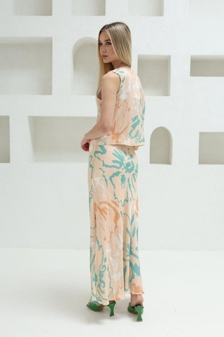 Gülsüm Aydın Bağcıklı Bluzlu Etek Takım - Pudra Pudra