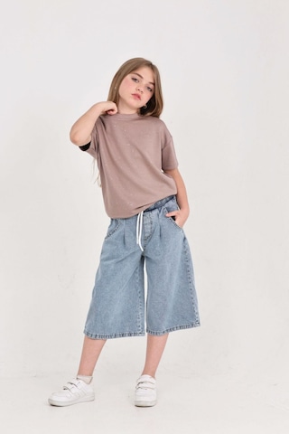 Modanino Kız Çocuk Jean Kaprili 2'li Alt-üst Takım 7-12 Yaş 12673sk Gül Kurusu