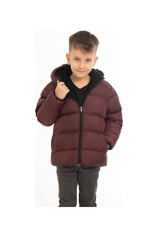 Erkek Çocuk Bordo İçi Polarlı Kürklü Kapüşonlu Su Geçirmez Rüzgara Dayanıklı Şişme Kışlık Mont Bordo