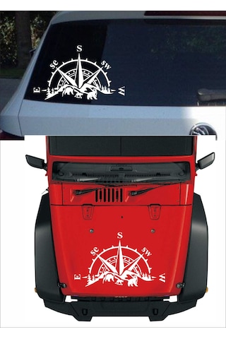 Pusula Dağ Orman Sticker - Adventure 4x4 Off Road Pickup Sticker - Araba Oto Motosiklet Karavan Sticker - 02514 100X60 Cm