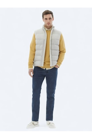Kip Bej Regular Fit Dik Yaka Casual Dokuma Spor Yelek Bej