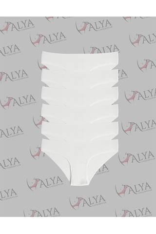Alya Underwear Basic Lazer Kesim Kadın Bikini Külot Dikişsiz Kadın Slip - Ultra Esnek Ve Rahat 6'lı Paket Ekru