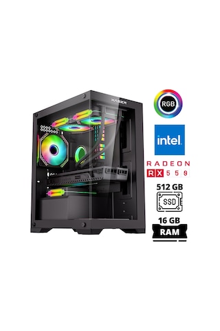 Xaser XSR1014 i5-7400 16 GB 512 GB SSD 4 GB RX550 Free Dos Masaüstü Oyuncu Bilgisayarı