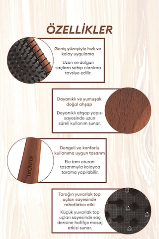 Kundal Smoothing Wooden Kolay Ve Konforlu Kullanım Sunan Ahşap Tarak