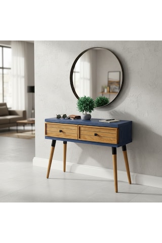 Mobenta Stria Entry: Modern Masif Dresuar 2 Çekmeceli Antre Konsolu - 120x31 Ig-tk Mavi-ahşap