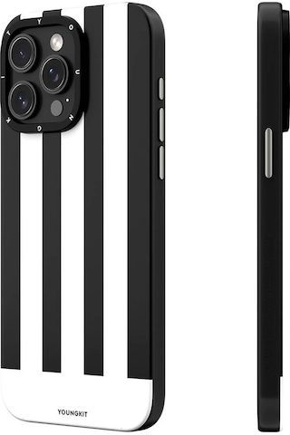 Apple Uyumlu iPhone 14 Pro Kılıf Magsafe Şarj Özellikli Youngkit Striped Piano Keys Serisi Kapak Siyah