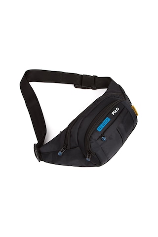 Newish Polo Erkek Kumaş Usb Kulaklık Çıkışlı Crossbody Çapraz Göğüs Omuz Ve Bel Çantası New201 - Siyah - Mavi