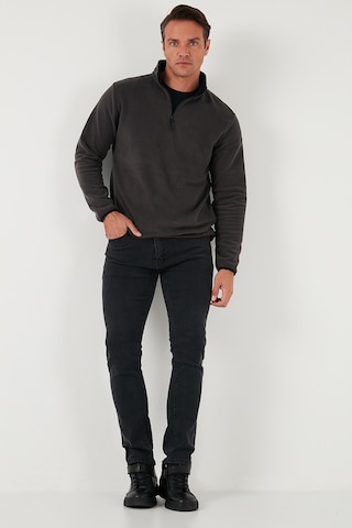 Buratti Slim Fit Yarım Fermuarlı Dik Yaka Erkek Polar 5906003 Füme