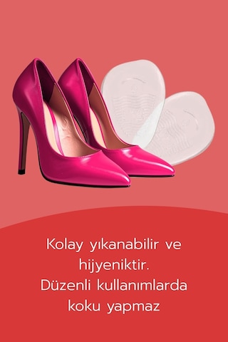 Dopar Topuklu Ayakkabı Kaydırmaz Silikon Jel Ön Ayak Yastığı Şeffaf Tabanlık