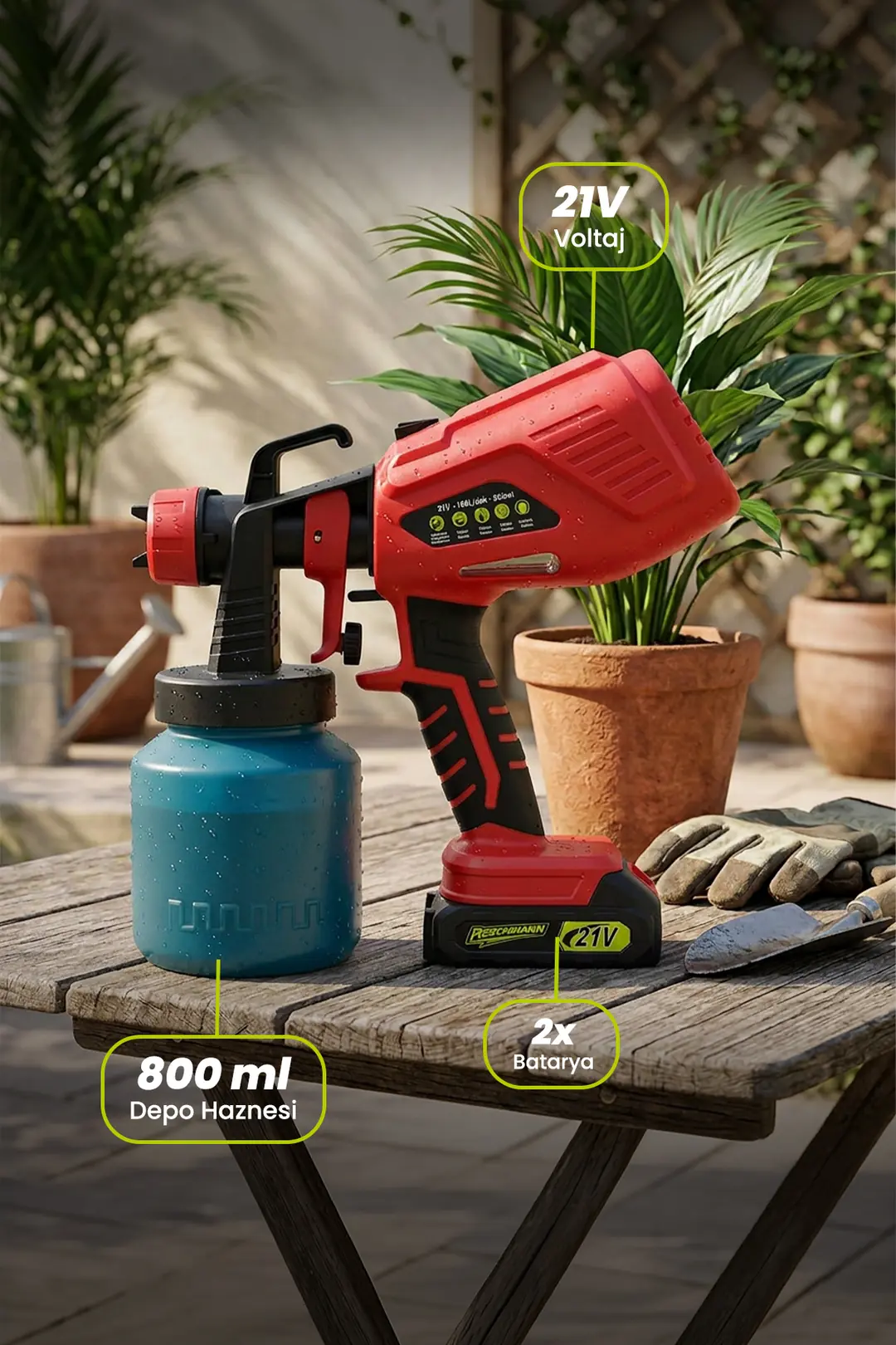 Reschmann R-2024K 21V 800ML Şarjlı Boya Ve Su Püskürtme Makinesi